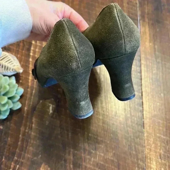 Madeline | “KAI” Dark Olive Green Suede Mary Janes with Heel - Picture 4 of 6